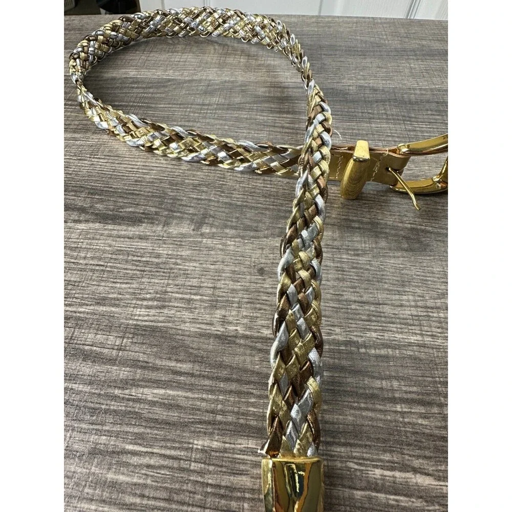 VTG Day-Lor Belt Women's Tri Color Metallic Braided Gold Silver Copper